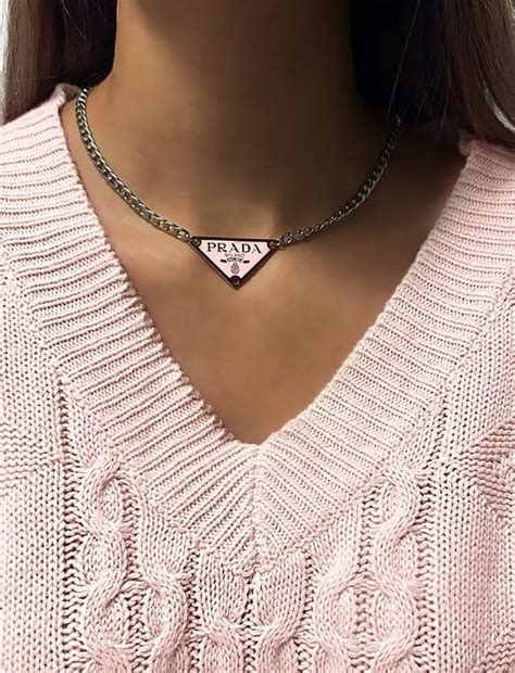 pink prada necklace dupe|prada triangle dupe.